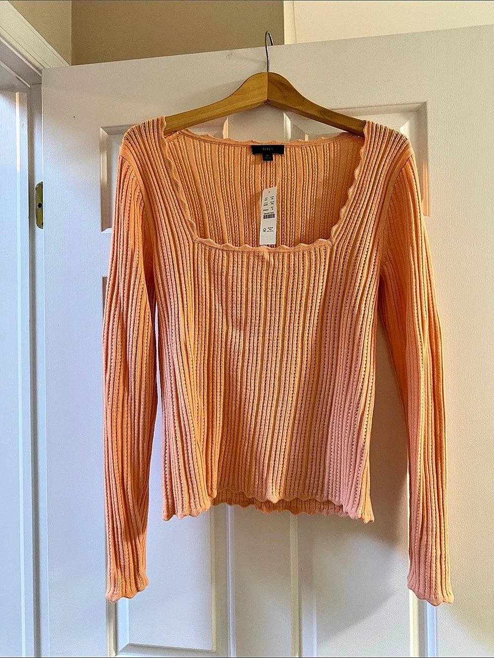 J.CREW Merino Wool Sweater Scoop Neck in Orange Size Medium NWT